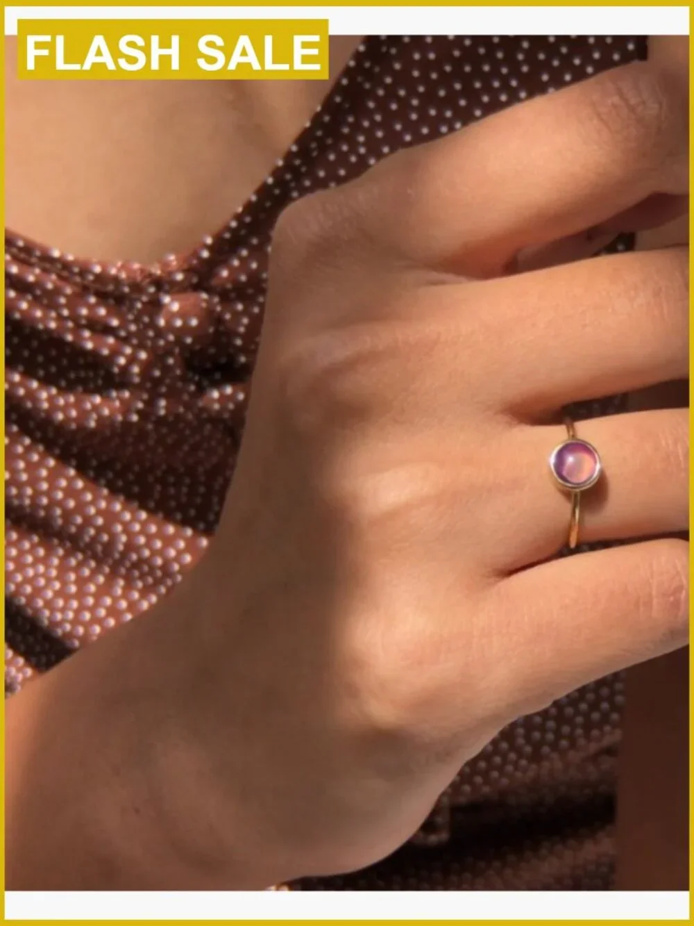Color Changing Mood Ring Stacking Ring Sterling Silver Plated